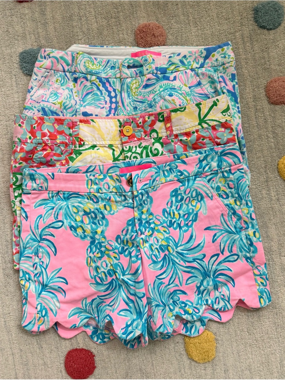 Lilly Pulitzer Pink, Turquoise & Yellow Printed Girls' Shorts